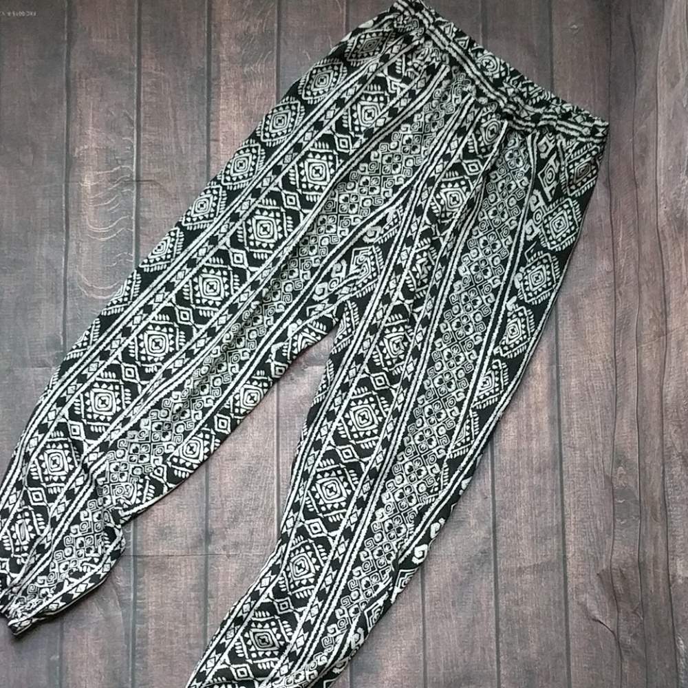 Ambiance Apparel | Black and White Joggers